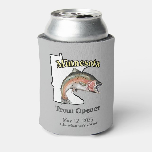 Custom Lake/Date Minnesota Trout Opener Light Can Cooler (Can Back)