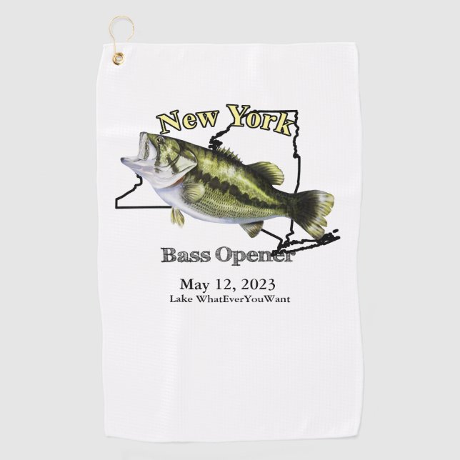 Custom Lake/Date New York Bass Opener Towel (Front)