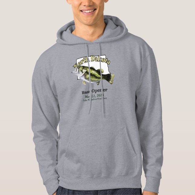 Custom Lake/Date North Dakota Bass Opener Light Hoodie (Front)