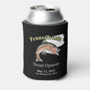 Custom Lake/Date Pennsylvania Trout Opener Dark Can Cooler