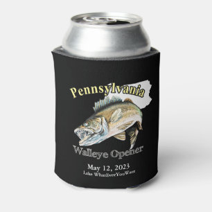Custom Lake/Date Pennsylvania Walleye Opener Dark Can Cooler