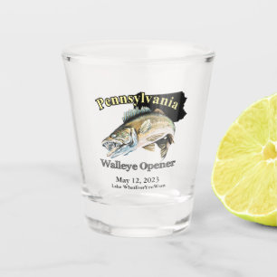 Custom Lake/Date Pennsylvania Walleye Opener Shot Glass