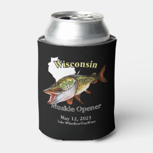 Custom Lake/Date Wisconsin Muskie Opener Dark Can Cooler