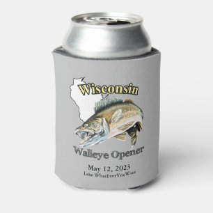 Custom Lake/Date Wisconsin Walleye Opener Light Can Cooler