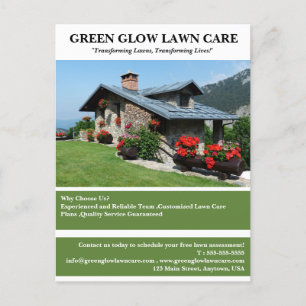 Custom Landscaping Lawn Care Business Marketing  Postcard