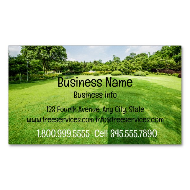 Custom Landscaping Lawn Garden Care Magnetic Business Card (Front)