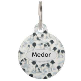 Custom Landseer Newfoundland dog watercolor  Pet Tag