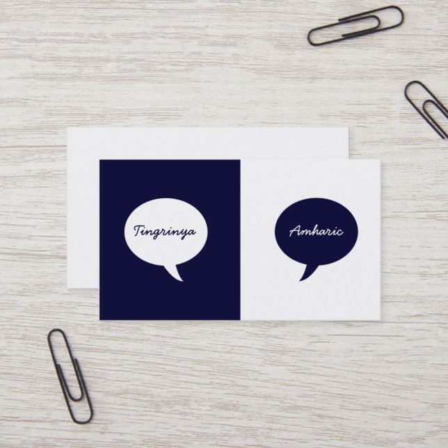 Custom Language Interpreter Navy Blue Business Card (Front/Back In Situ)