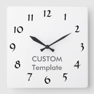 Custom Large 10.75" Square Wall Clock DEMI TASSE B