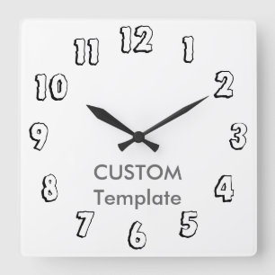 Custom Large 10.75" Square Wall Clock STONE AGE