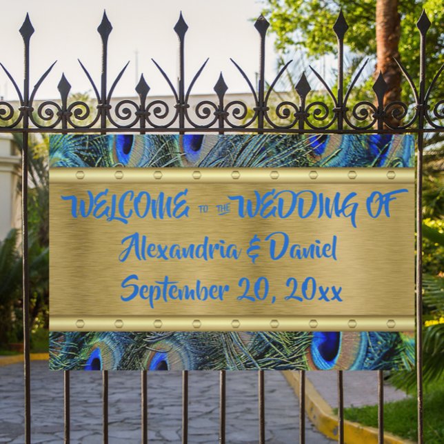 Custom Large Gold & Peacock Feather Welcome Etc. Banner (Creator Uploaded)