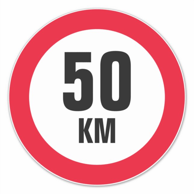 Custom large max 50 km Speed Limit vinyl stickers (Front)