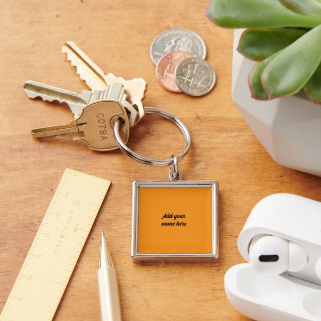 Custom Large Orange Square  Keychain  (Desk)