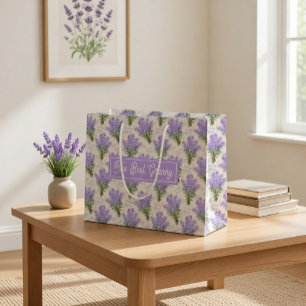 Custom Large Paper Bag with Lavender Pattern