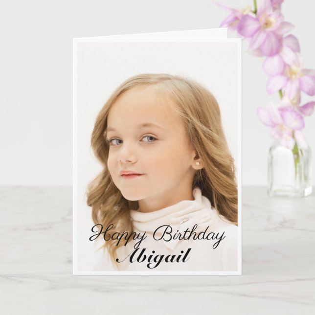 Custom Large Photo Birthday Card (Orchid)