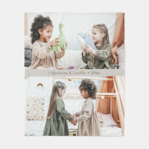 Custom Large Photos Kids Friends Siblings Names Fleece Blanket