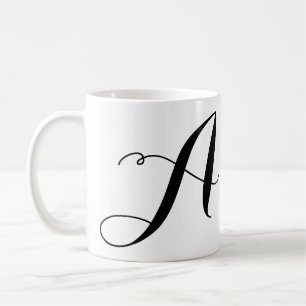 Custom large script initial name template monogram coffee mug
