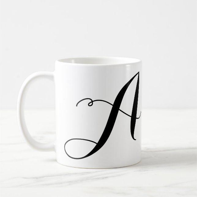 Custom large script initial name template monogram coffee mug (Left)