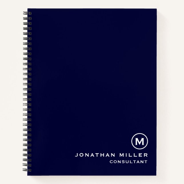 Custom Large Spiral Hardcover 8.5" x 11" Navy Notebook (Front)