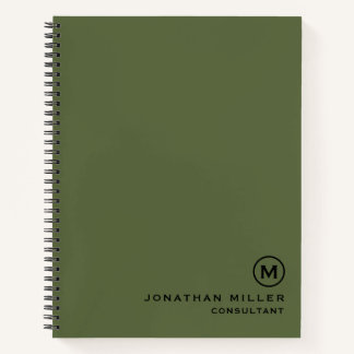Custom Large Spiral Olive Hardcover 8.5" x 11" Notebook