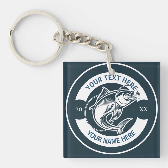 Custom Largemouth Bass Fishing Logo Key Ring (Front)