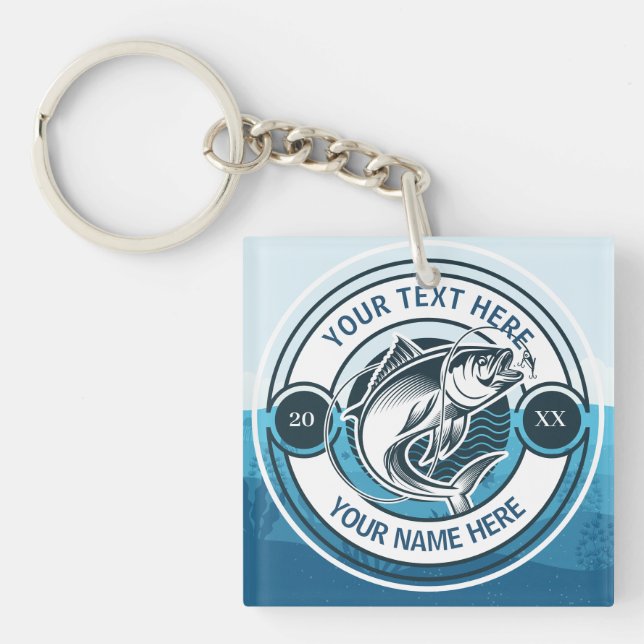 Custom Largemouth Bass Fishing Logo Key Ring (Front)