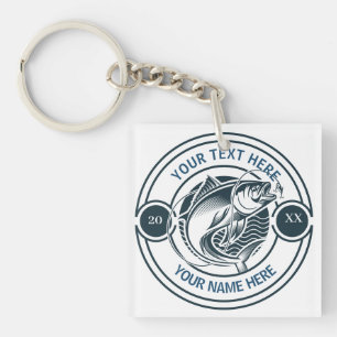 Custom Largemouth Bass Fishing Logo Key Ring