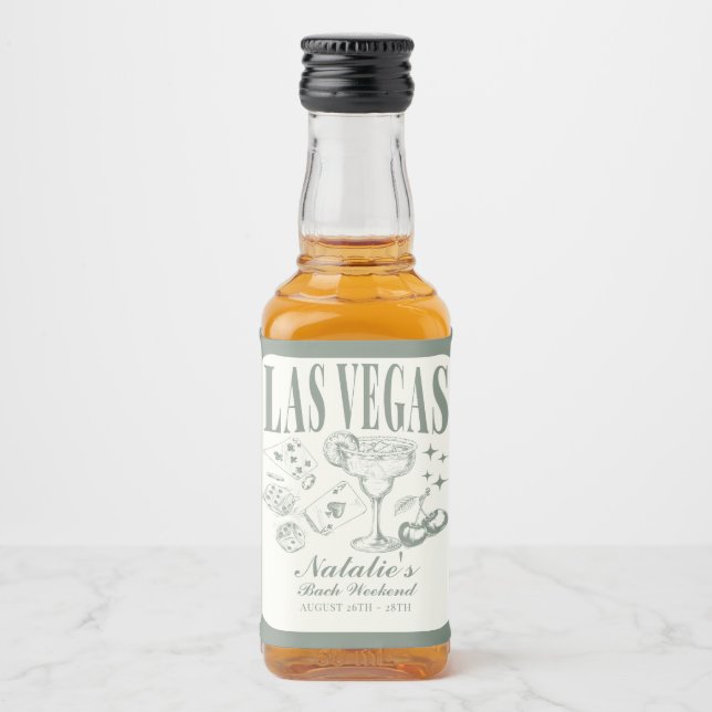 Custom Las Vegas Bachelorette Party Personalised Liquor Bottle Label (Front)