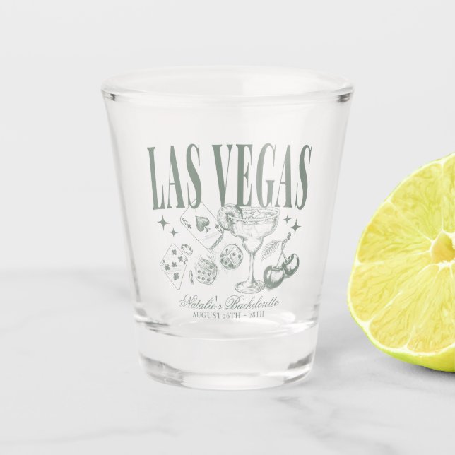 Custom Las Vegas Bachelorette Party Personalised Shot Glass (Front)