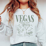 Custom Las Vegas Bachelorette Party Personalised Sweatshirt<br><div class="desc">Stay cosy and stylish during your Las Vegas bachelorette party with our Emerald Green "Vegas Before Vows" Custom Las Vegas Bachelorette Party Crewneck Sweatshirt. This comfortable and fashionable sweatshirt is the perfect choice for adding warmth and unity to your bridal party's ensemble. Featuring a retro casino-inspired design, it captures the...</div>