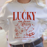 Custom Las Vegas Bachelorette Party Personalised Sweatshirt<br><div class="desc">Embrace the excitement of your Las Vegas bachelorette party with our "Lucky in Love" Custom Las Vegas Bachelorette Party Personalised Sweatshirt. This stylish and cosy sweatshirt is the perfect choice to commemorate your special weekend. Featuring a retro casino bach trip design that seamlessly integrates elements like poker dice and a...</div>
