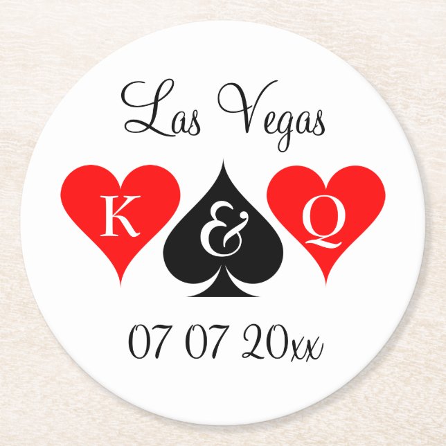 Custom Las Vegas poker wedding party coaster set (Front)