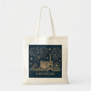 Custom Las Vegas Skyline Gold Line Art Vintage Tote Bag