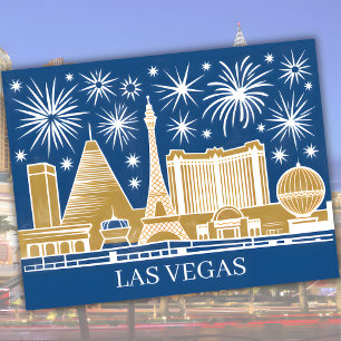 Custom Las Vegas Strip Skyline Vintage Cityscape Postcard