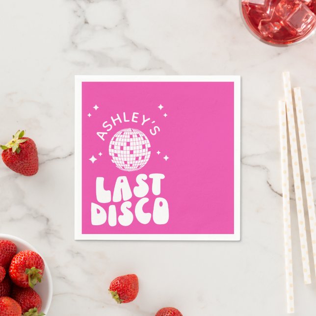 Custom Last Disco Bachelorette Disco Ball Napkin (Insitu)