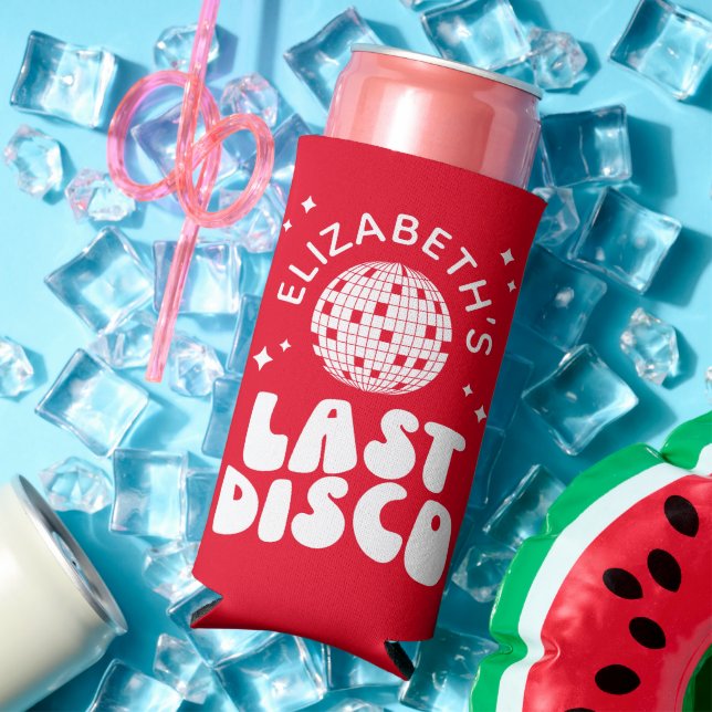 Custom Last Disco Bachelorette Disco Ball Seltzer Can Cooler (In Situ Summer)
