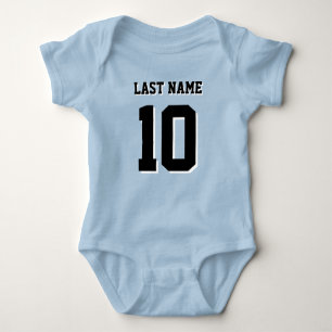Custom Last Name Number Drop Shadow Sports Baby Bodysuit