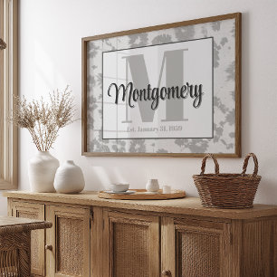 Custom Last Name Wall Art Print Est Wedding Gift  