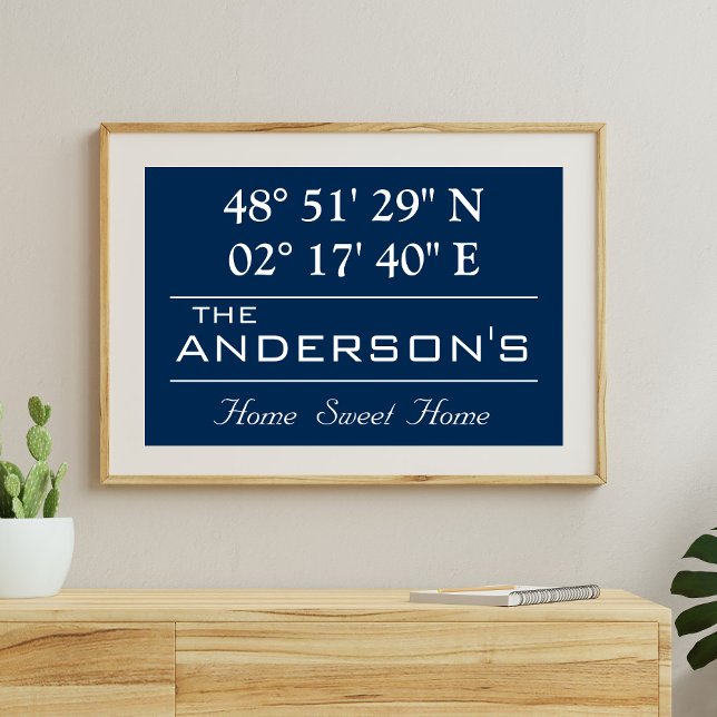 Custom Latitude Longitude Family Name Home Address Poster (Creator Uploaded)