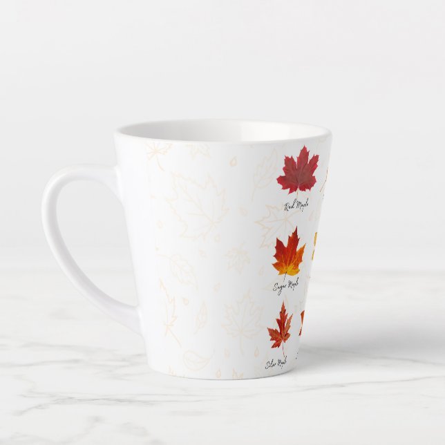 Custom Latte Mug, Autumn Leaves Mug for Her (Left)