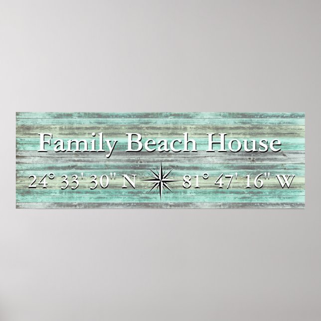 Custom Lattitude And Longitude Coastal Decor (Front)