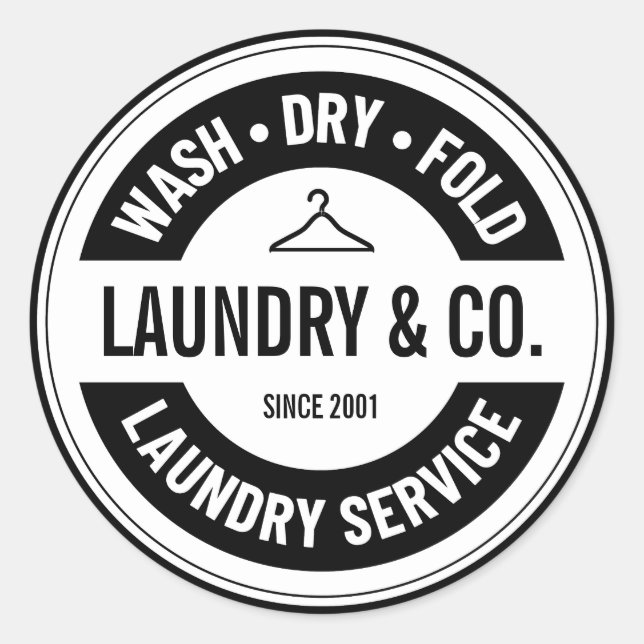 Custom Laundry Service Business Classic Round Sticker (Front)