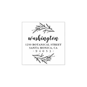 Custom Laurel Branch Return Address Rubber Stamp