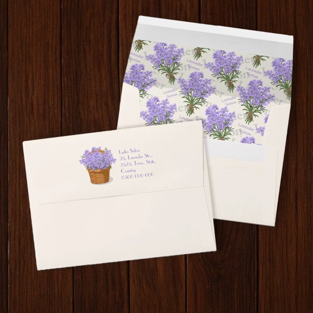 Custom Lavender Basket Envelope with Floral Liner (Creator Uploaded)