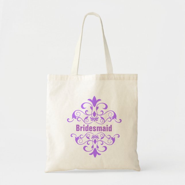 Custom Lavender Bridesmaid Wedding Tote Bag (Front)