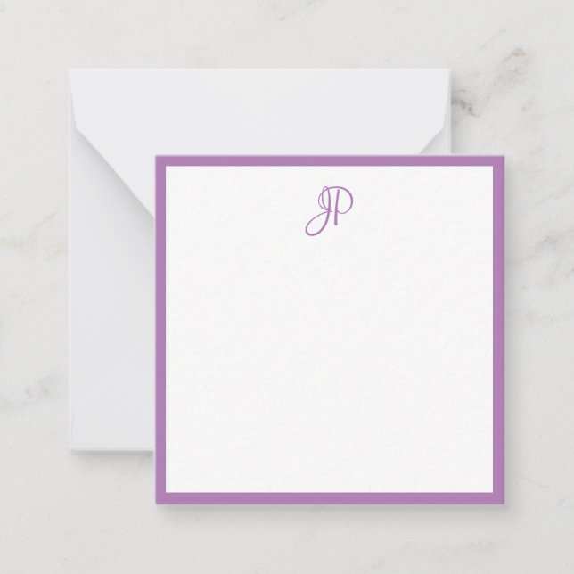 Custom Lavender Colour Handwritten Monogram Card (Front)