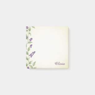 Custom Lavender Floral Watercolor Sticky Notes