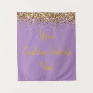 Custom Lavender & Gold Birthday Party Photo Booth Tapestry