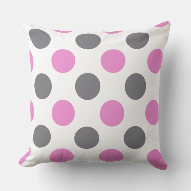 Custom Lavender Grey Extra Large Polka Dot Pillow (Front)