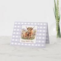 Custom Lavender Highland Cow Gingham Mother's Day